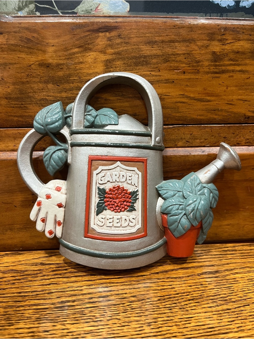 Vintage Home Interiors Garden Seeds Watering Can Wall Hanging Cottage Farmhouse
